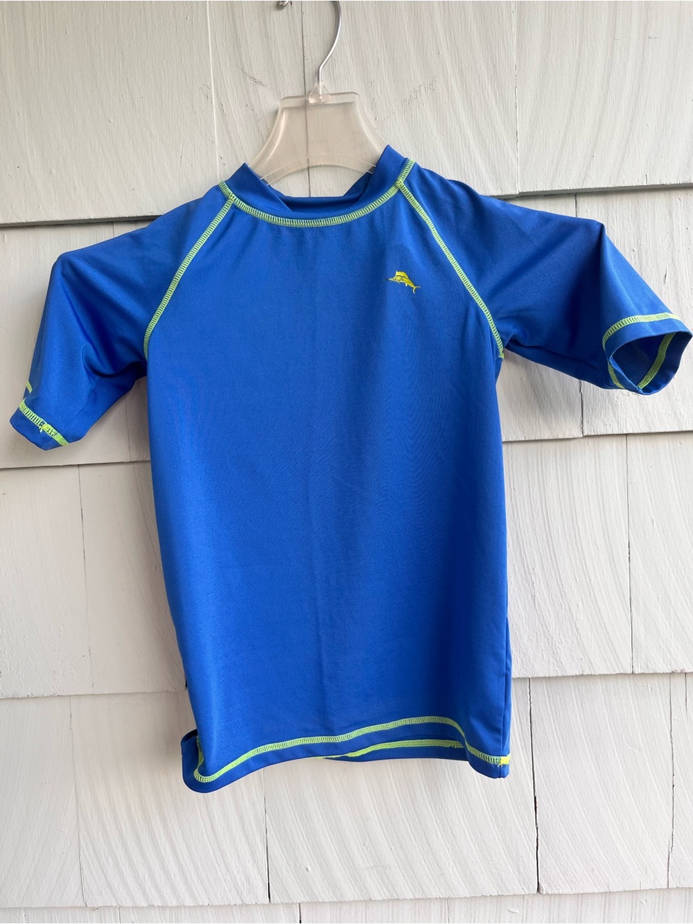 Tommy Bahama Boys Blue Short-Sleeve Rashguard with Lime Trim